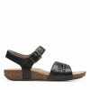 Clarks Un Perri WayBlack Leather -Sandals shop CLWOMENWSFlatSandals 26148701