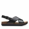 Clarks Elayne CrossBlack Leather -Sandals shop CLWOMENWSFlatSandals 26159234